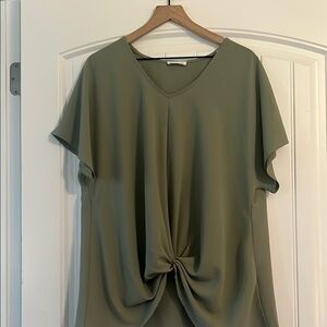 Chicsoul Short Sleeve Tie Front Blouse 1X